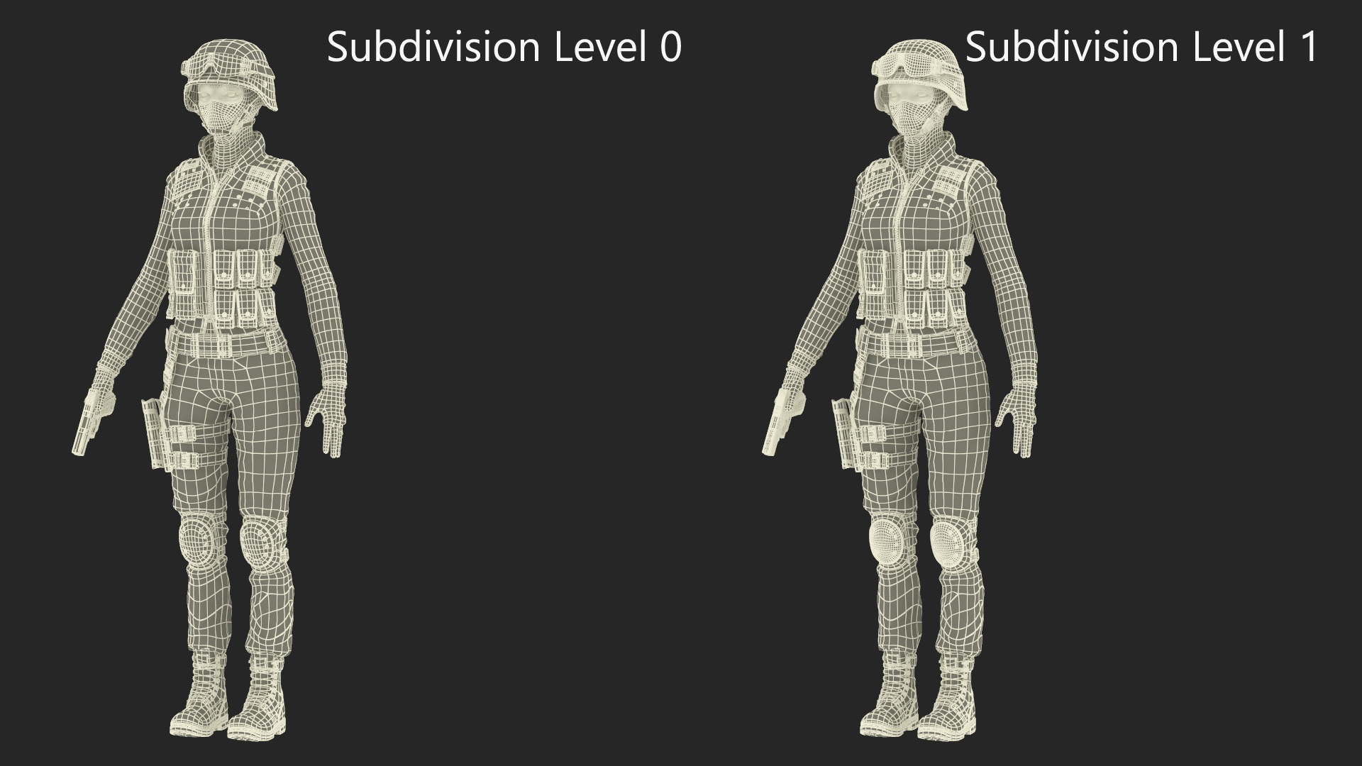 3D Tactical Police Officer Woman with Handgun Rigged for Maya model