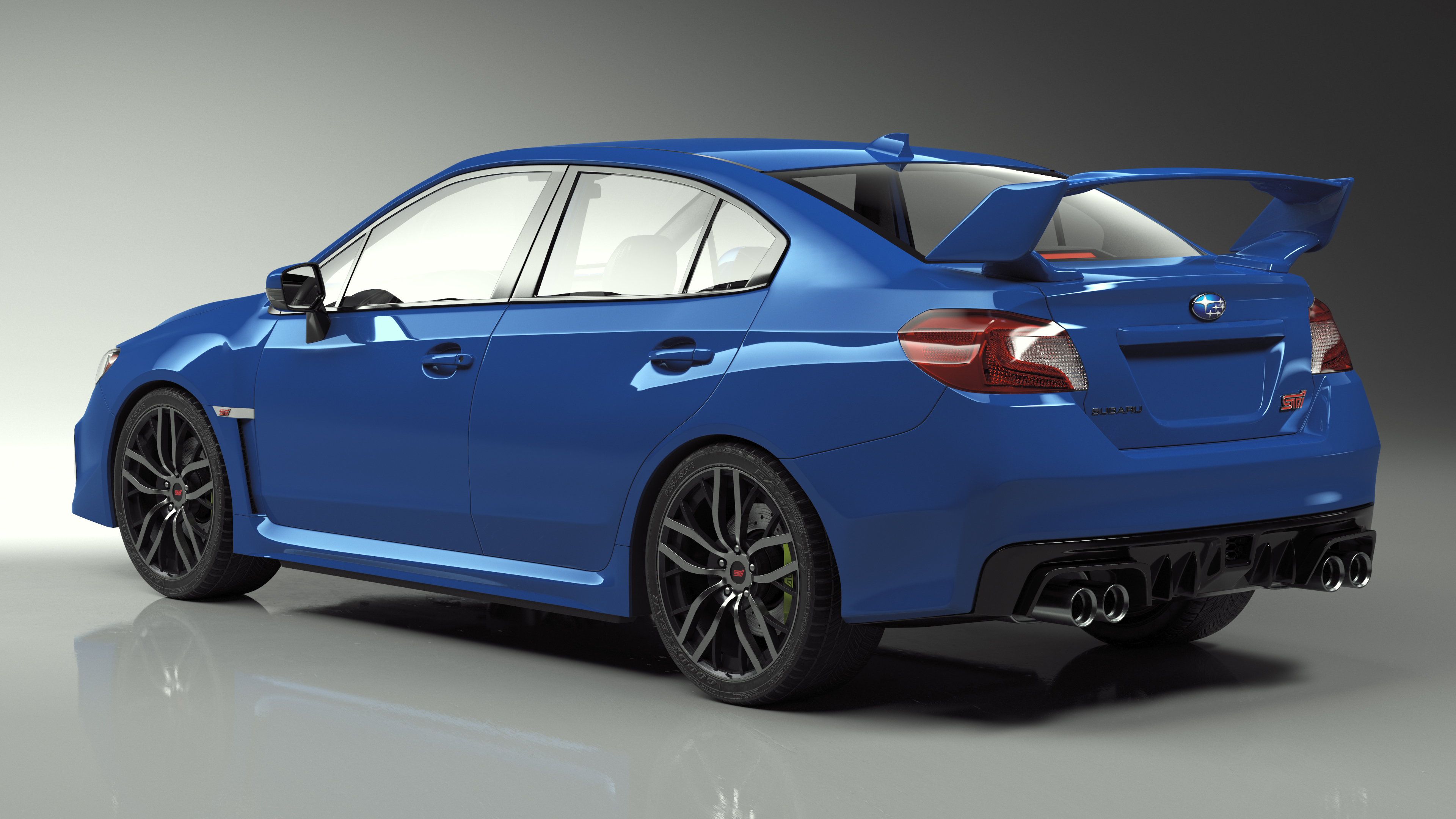 3D Subaru WRX STI 2021 Sedan Blue Simple Interior