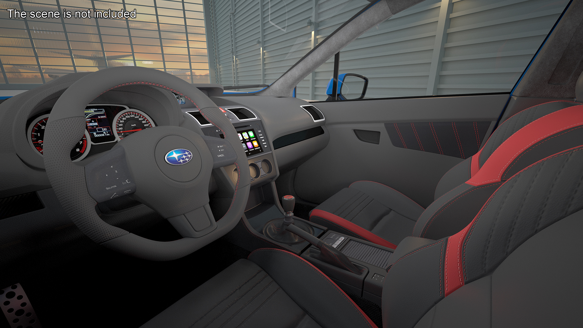 3D Subaru WRX STI 2021 Sedan Blue Simple Interior