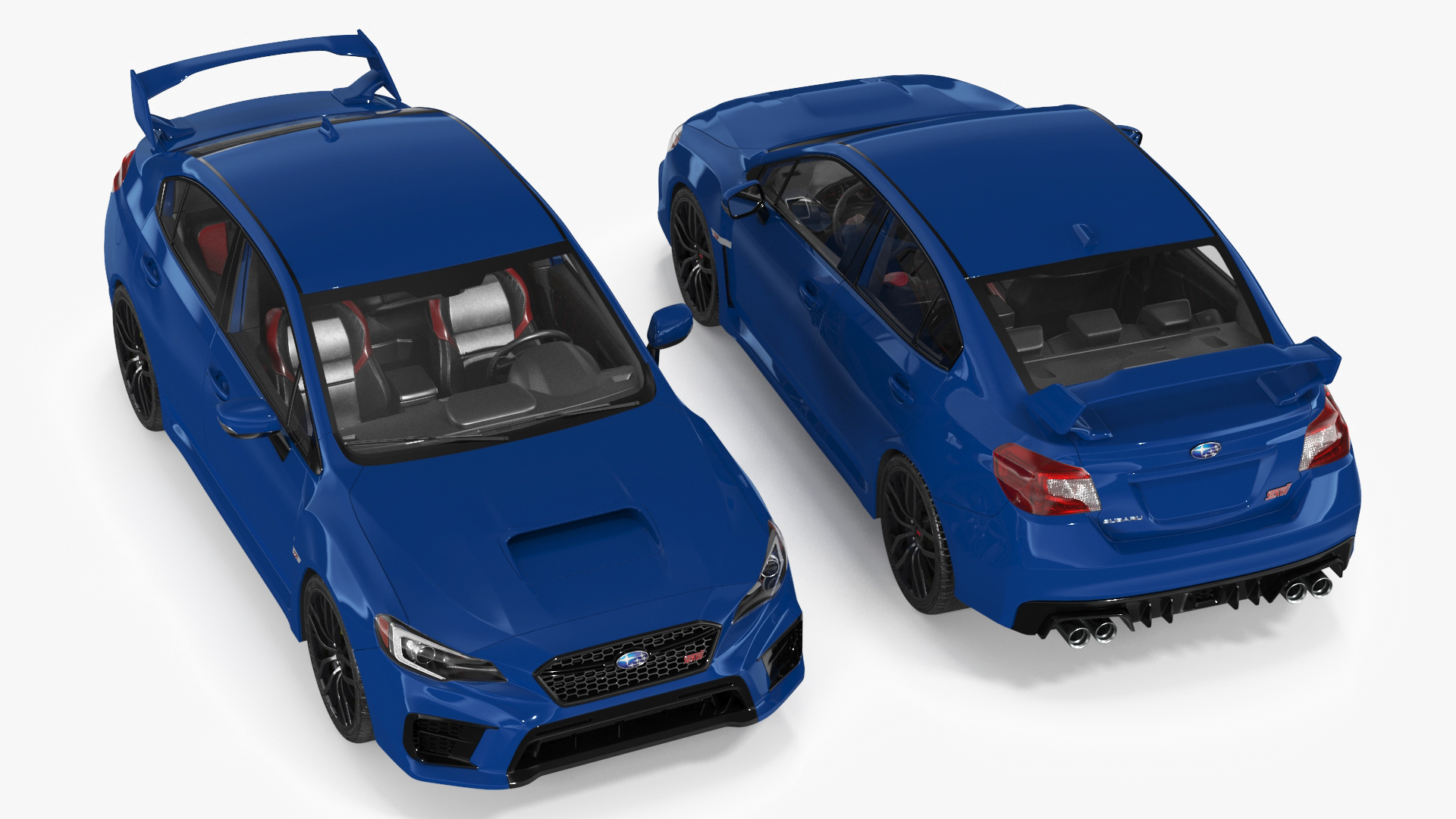 3D Subaru WRX STI 2021 Sedan Blue Simple Interior