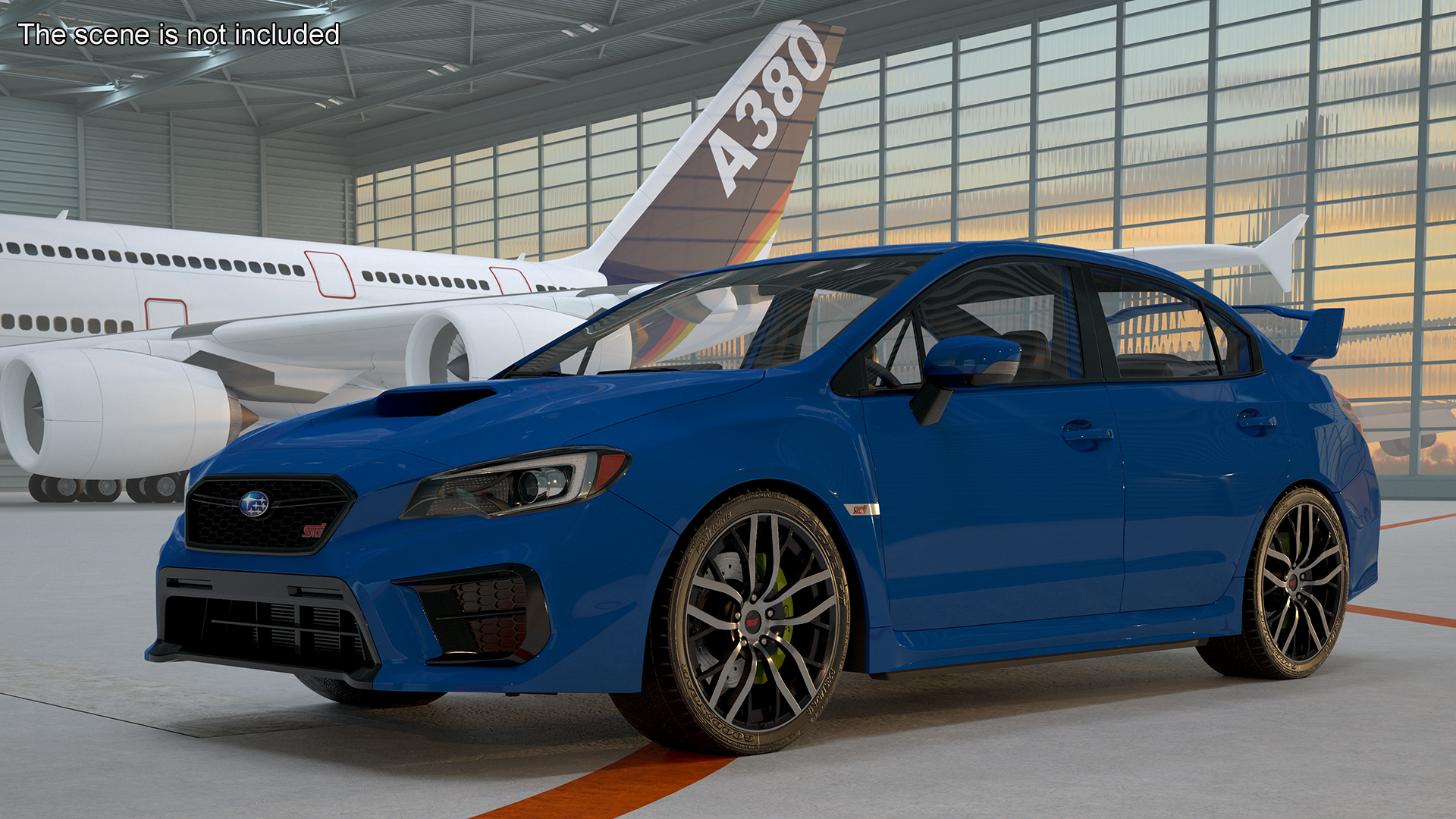 3D Subaru WRX STI 2021 Sedan Blue Simple Interior