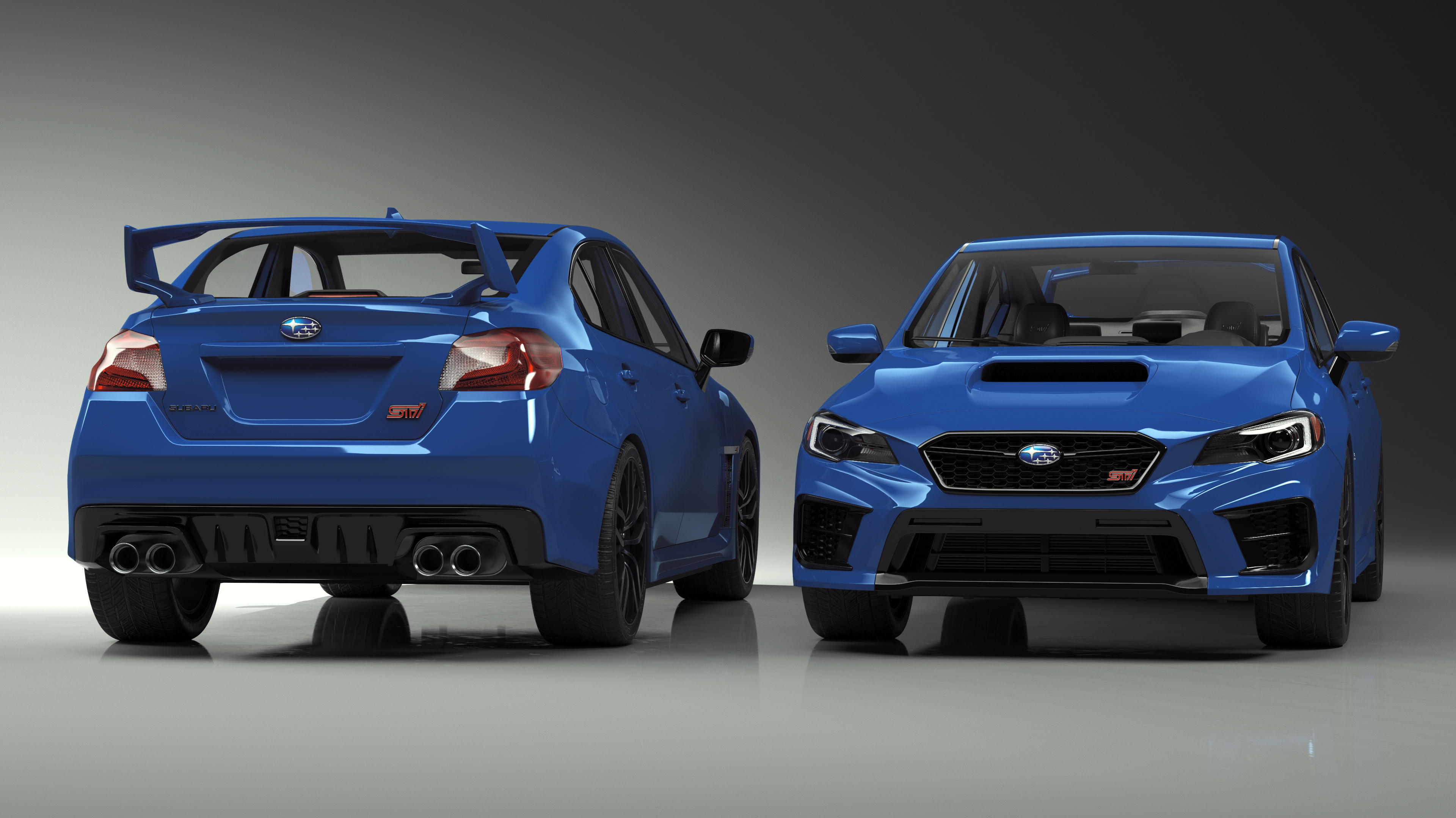 3D Subaru WRX STI 2021 Sedan Blue Simple Interior