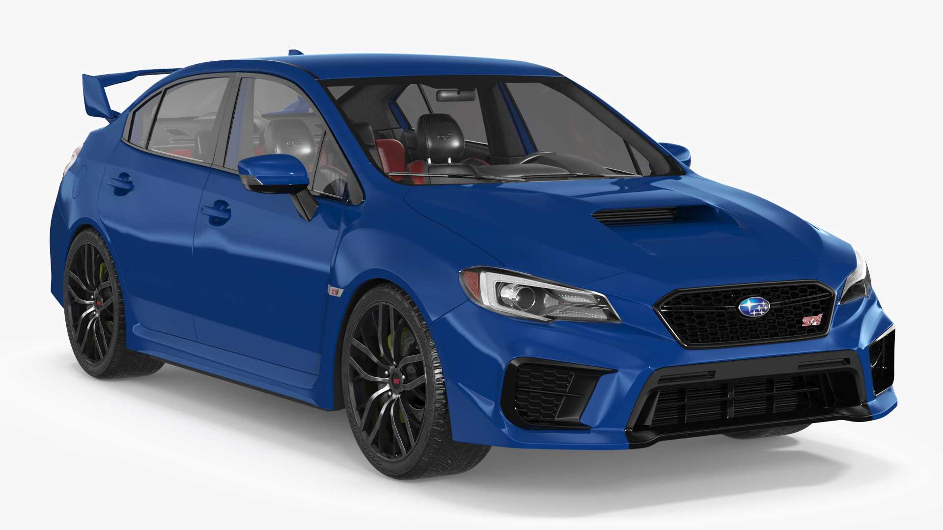 3D Subaru WRX STI 2021 Sedan Blue Simple Interior