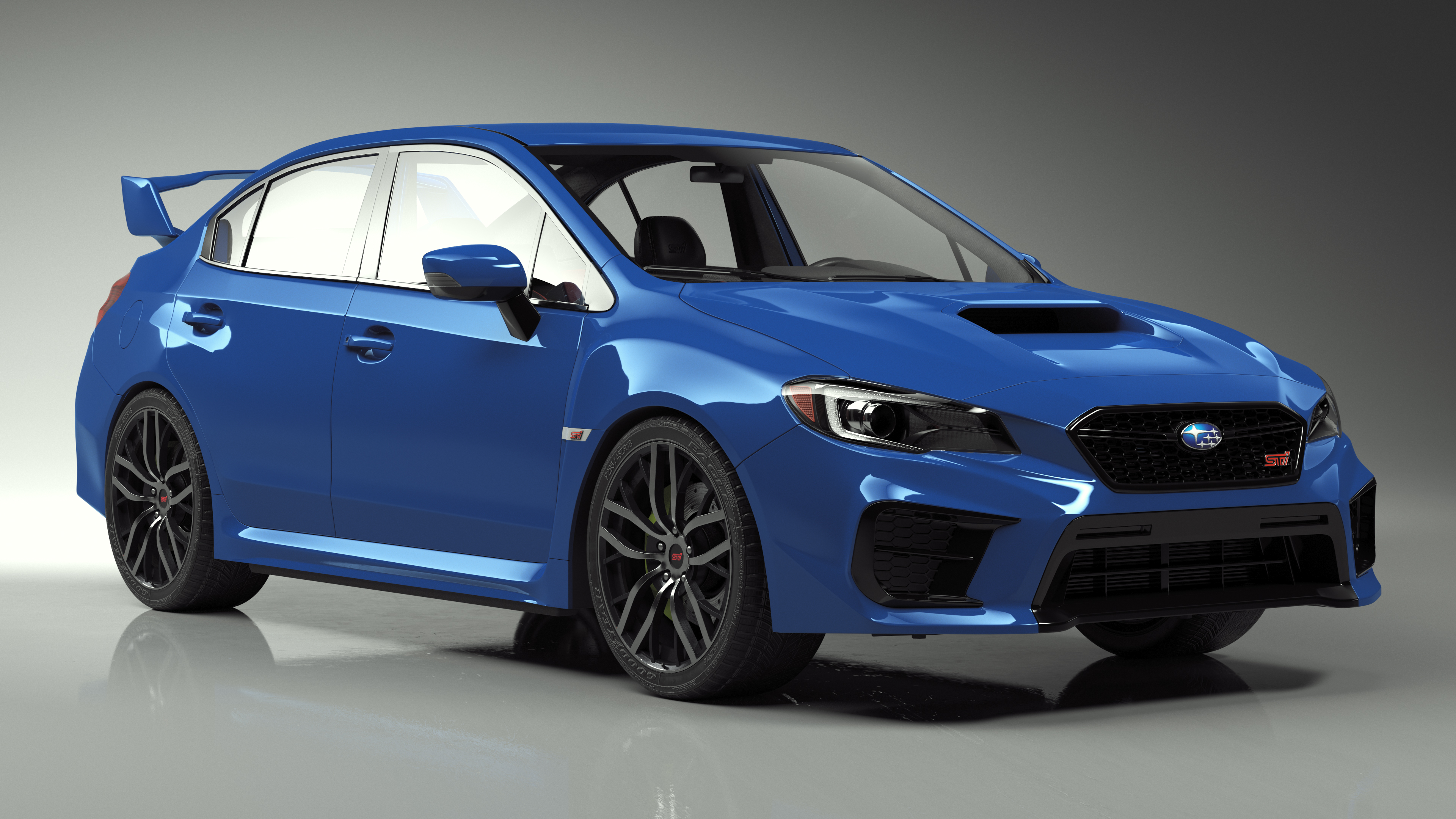 3D Subaru WRX STI 2021 Sedan Blue Simple Interior