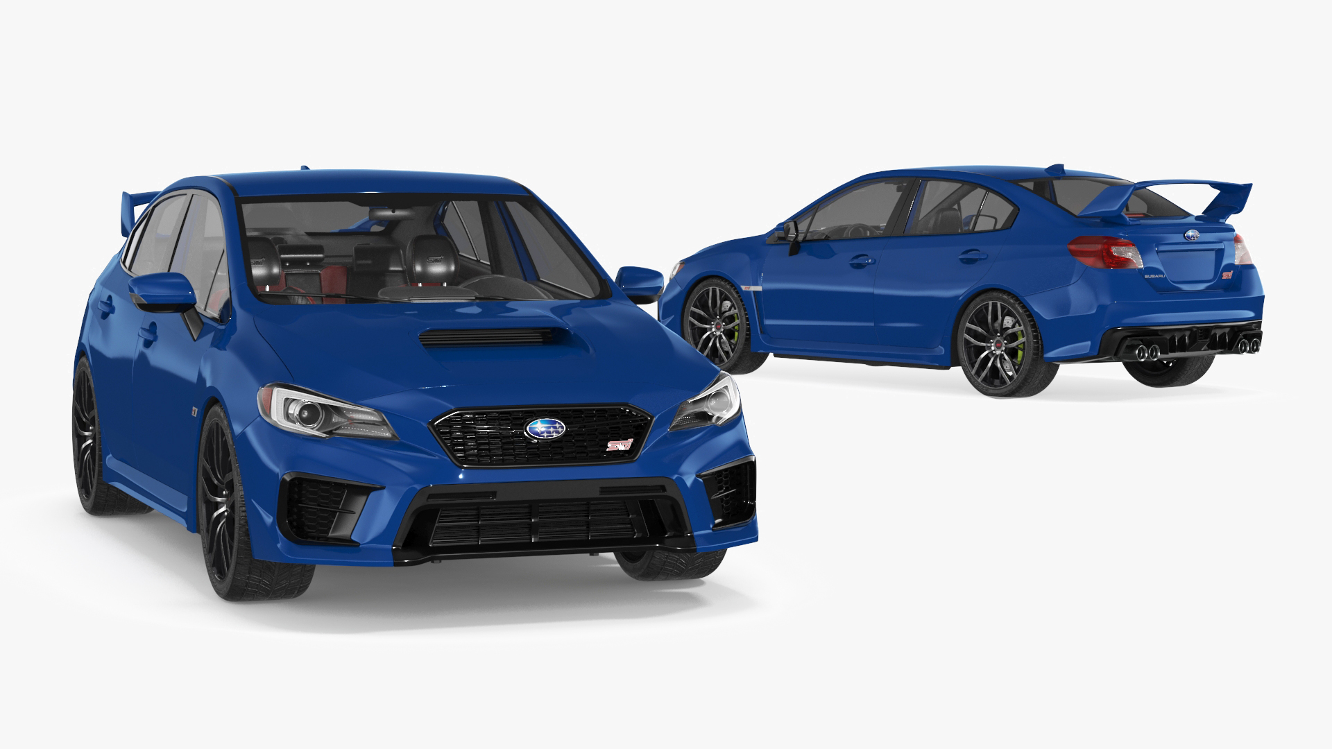 3D Subaru WRX STI 2021 Sedan Blue Simple Interior