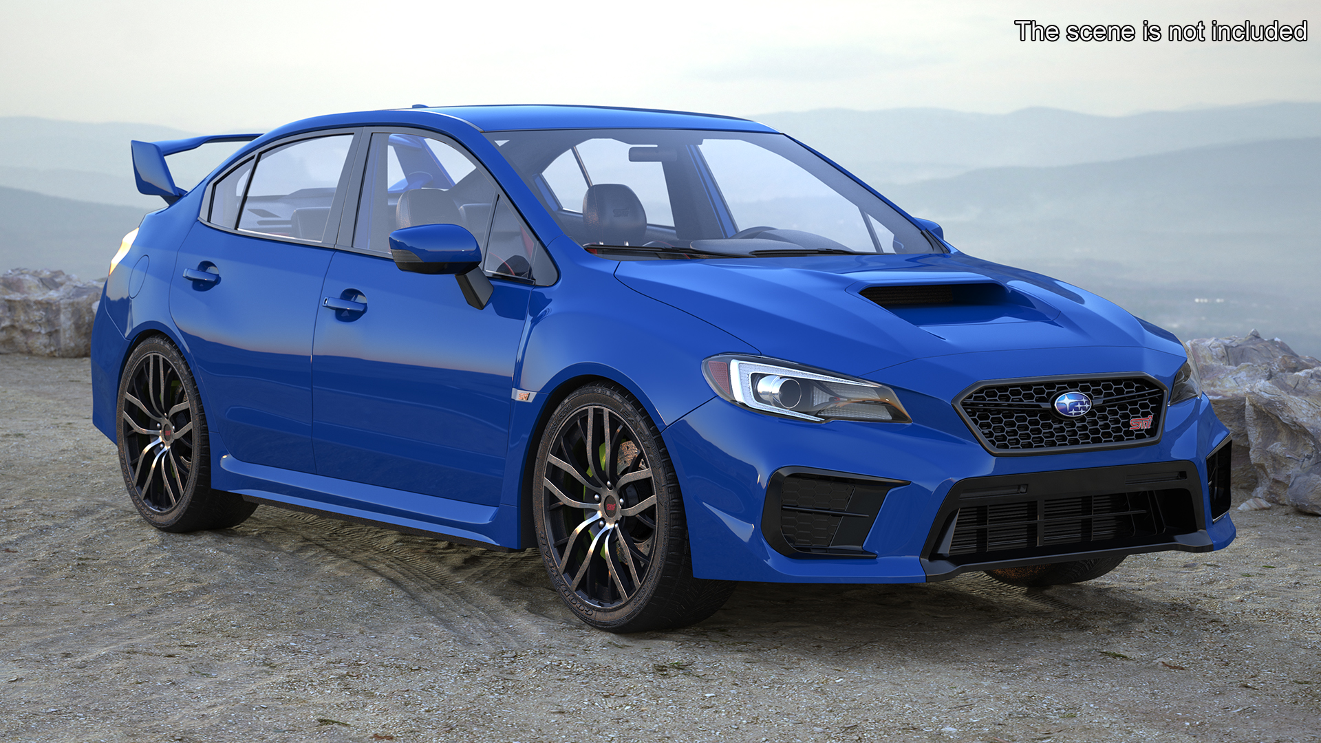 3D Subaru WRX STI 2021 Sedan Blue Simple Interior