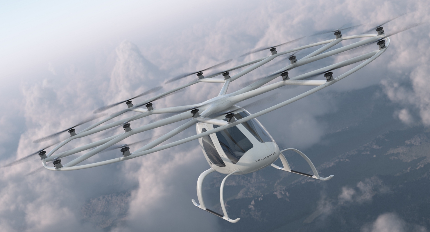 Autonomous Air Taxi in Dubai Volocopter 2X Rigged 3D model