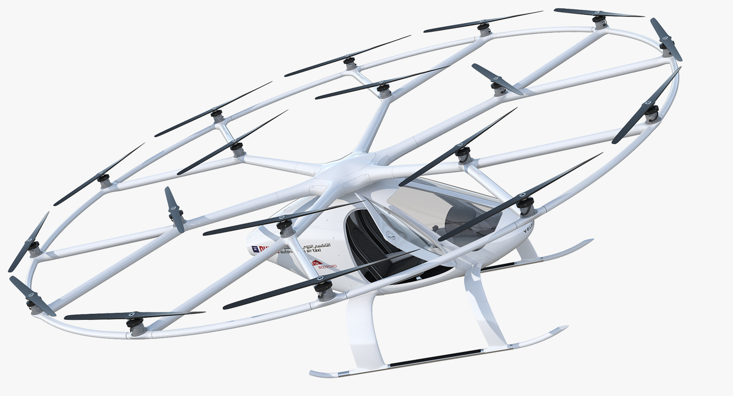 Autonomous Air Taxi in Dubai Volocopter 2X Rigged 3D model