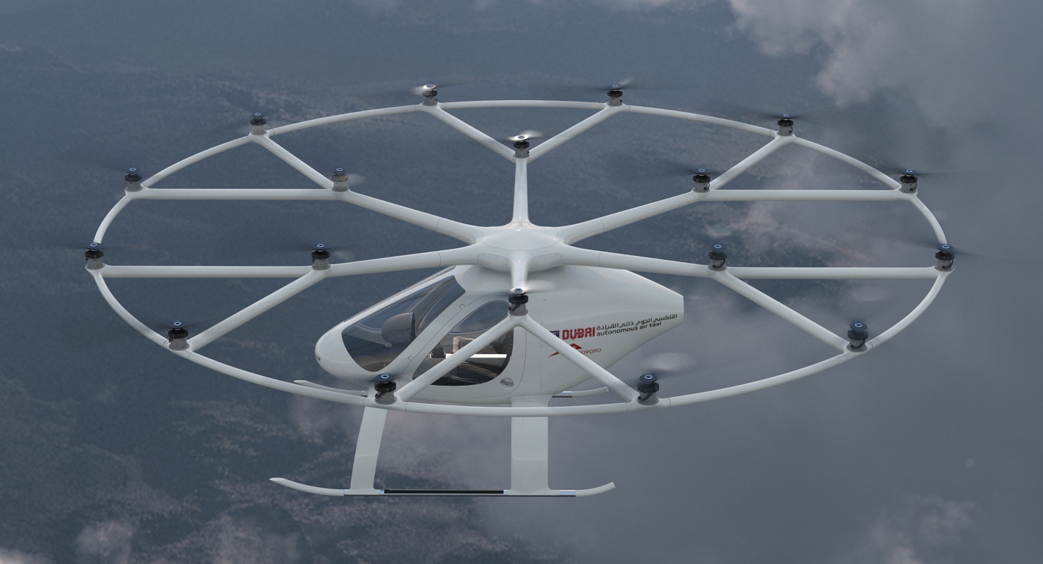 Autonomous Air Taxi in Dubai Volocopter 2X Rigged 3D model