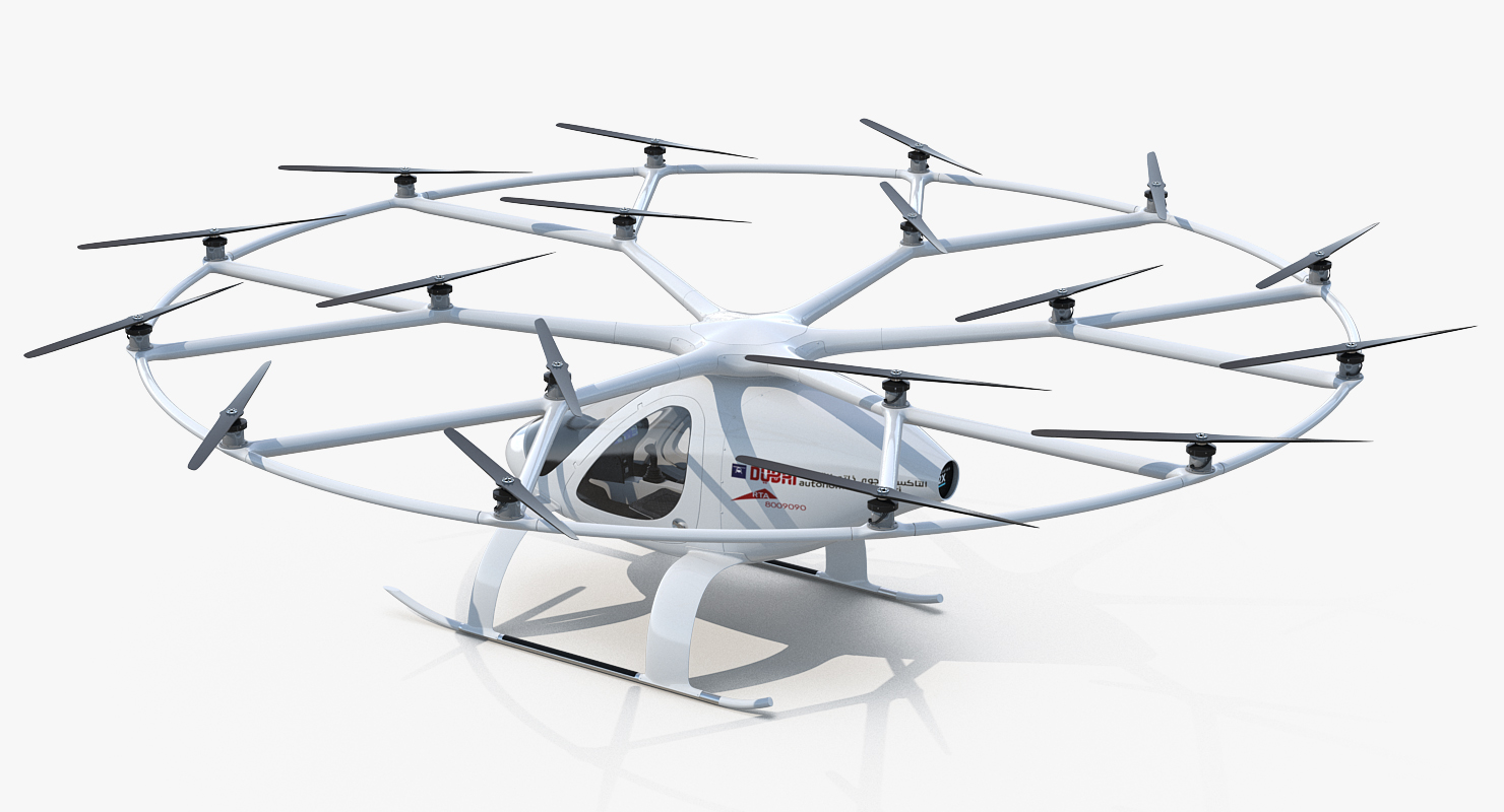 Autonomous Air Taxi in Dubai Volocopter 2X Rigged 3D model