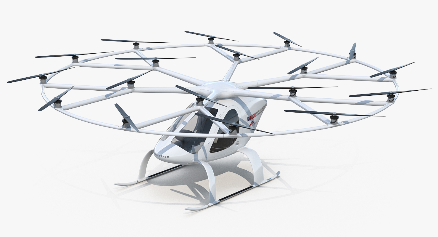 Autonomous Air Taxi in Dubai Volocopter 2X Rigged 3D model