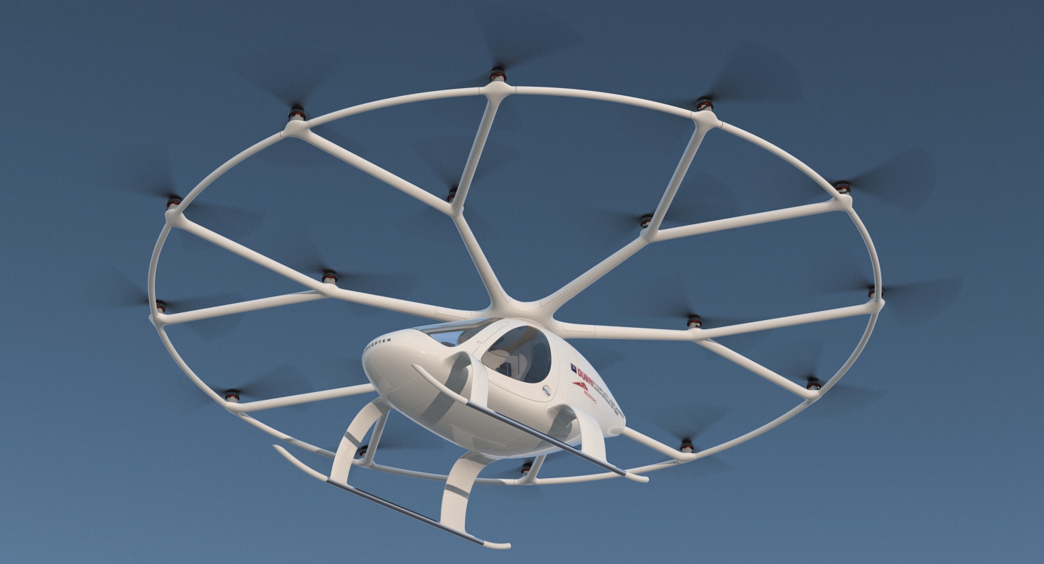 Autonomous Air Taxi in Dubai Volocopter 2X Rigged 3D model