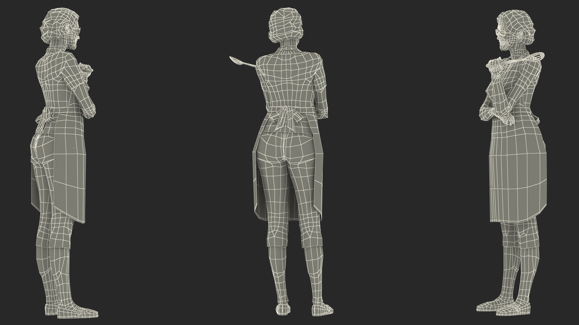 3D model Smiling Elderly Woman Wearing Apron