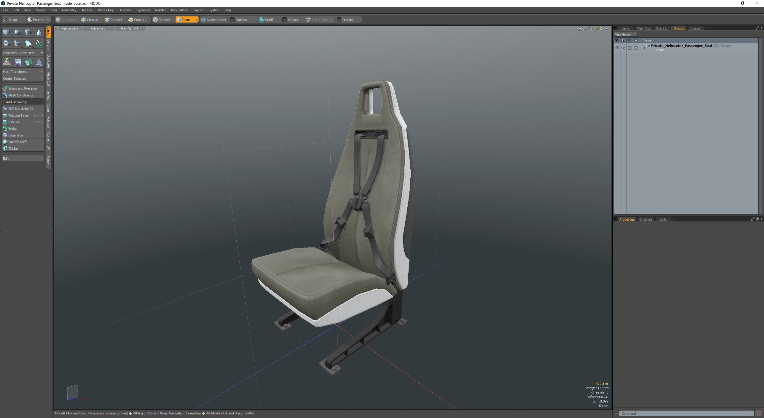 3D Private Helicopter Passenger Seat model