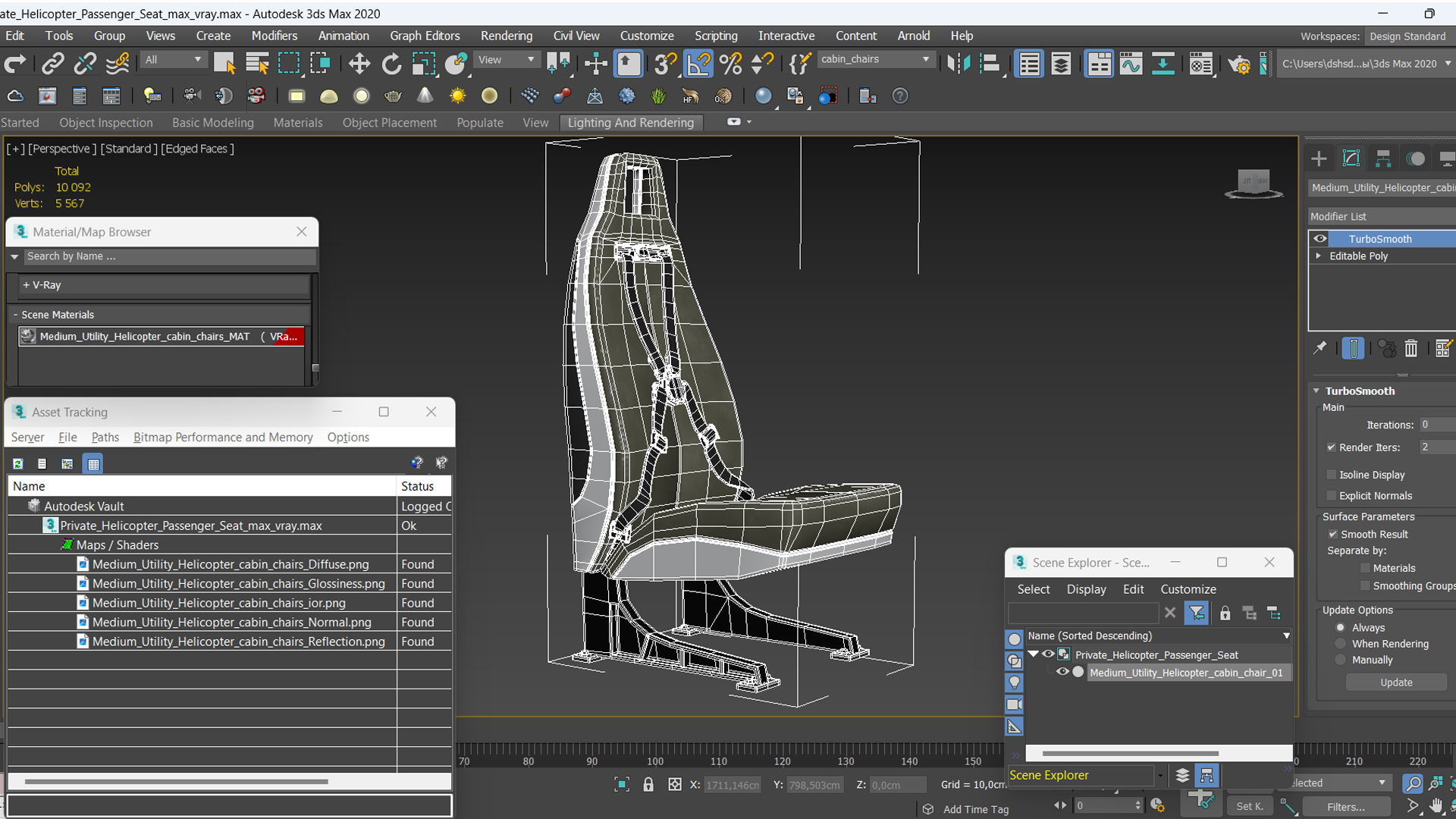 3D Private Helicopter Passenger Seat model