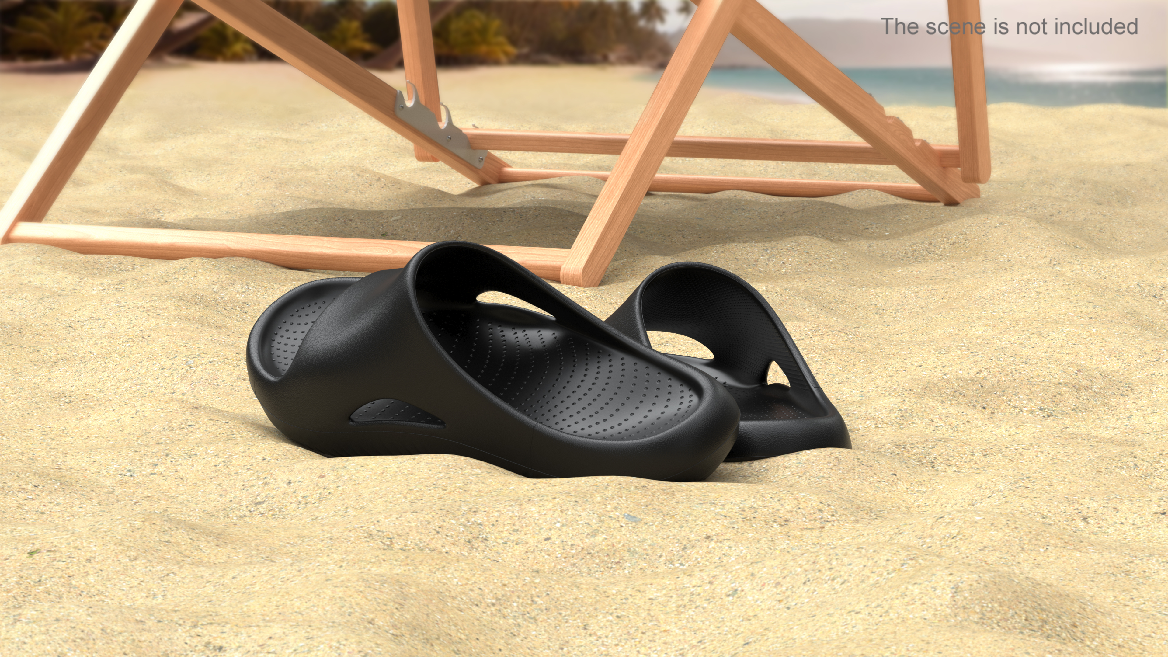 3D Casual Flip Flops Black model