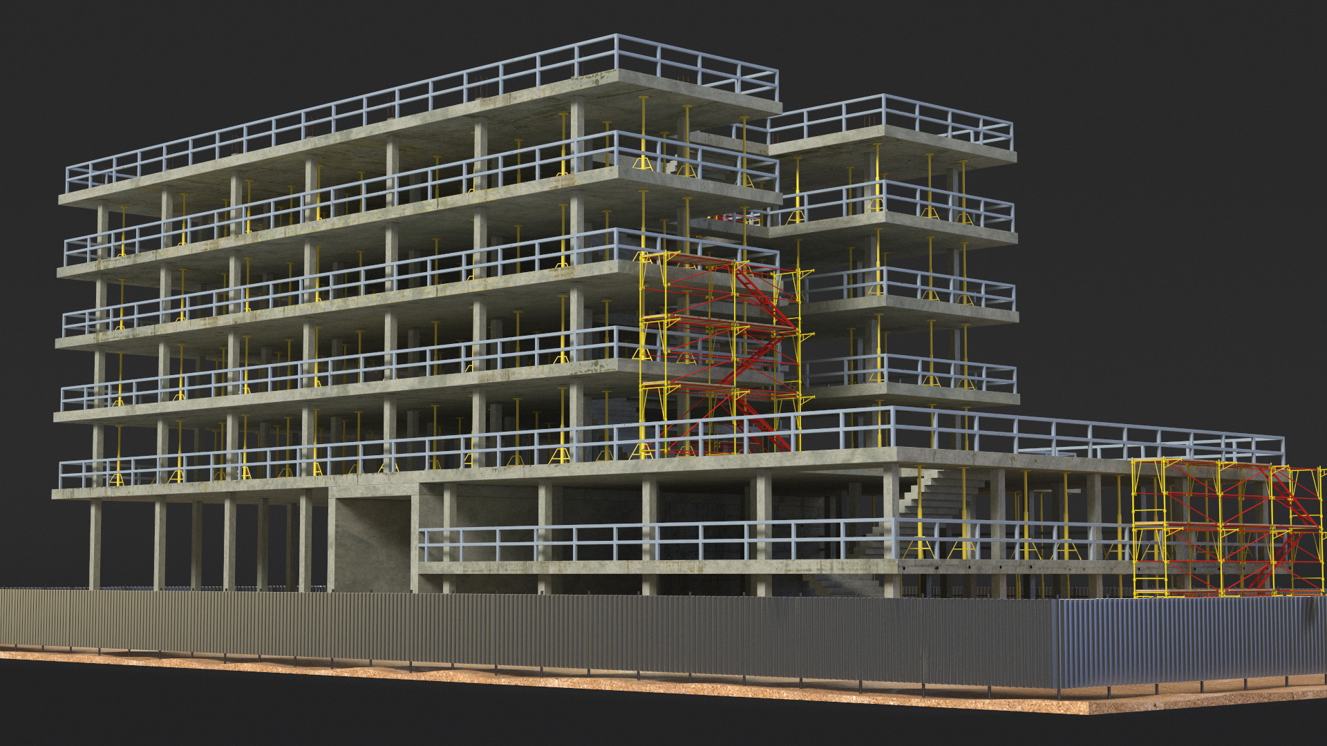 Construction Site with Scaffolding 3D model