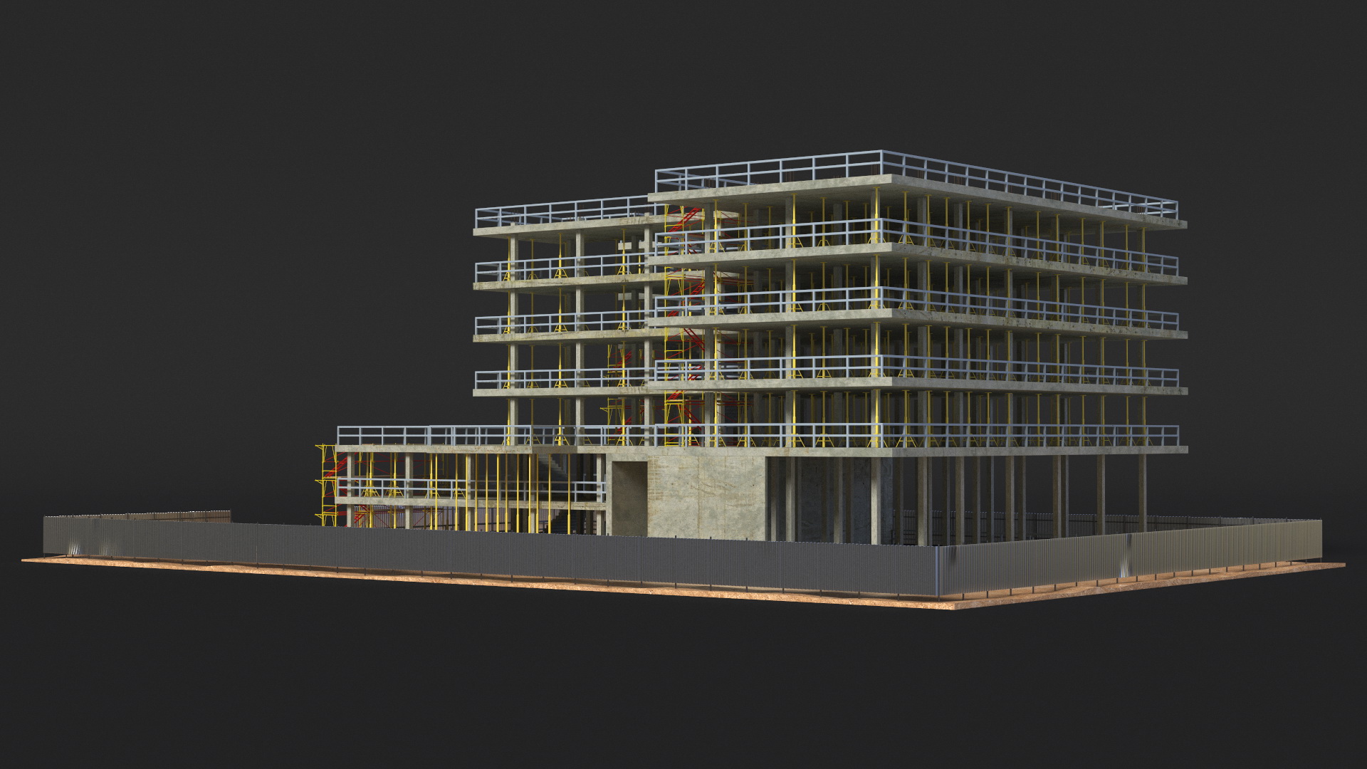 Construction Site with Scaffolding 3D model