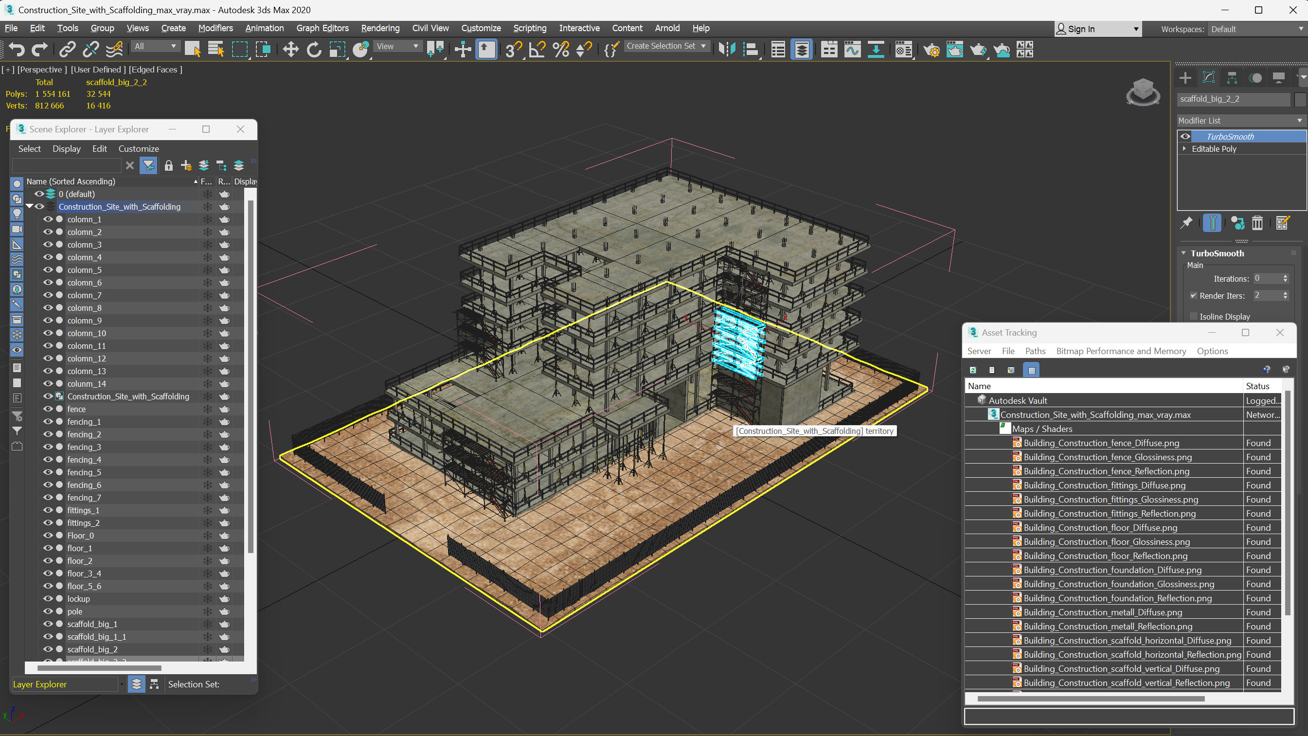 Construction Site with Scaffolding 3D model