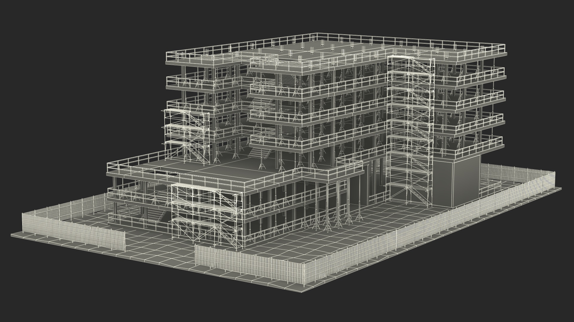 Construction Site with Scaffolding 3D model