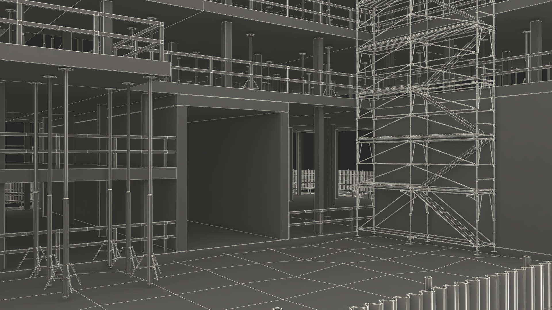 Construction Site with Scaffolding 3D model