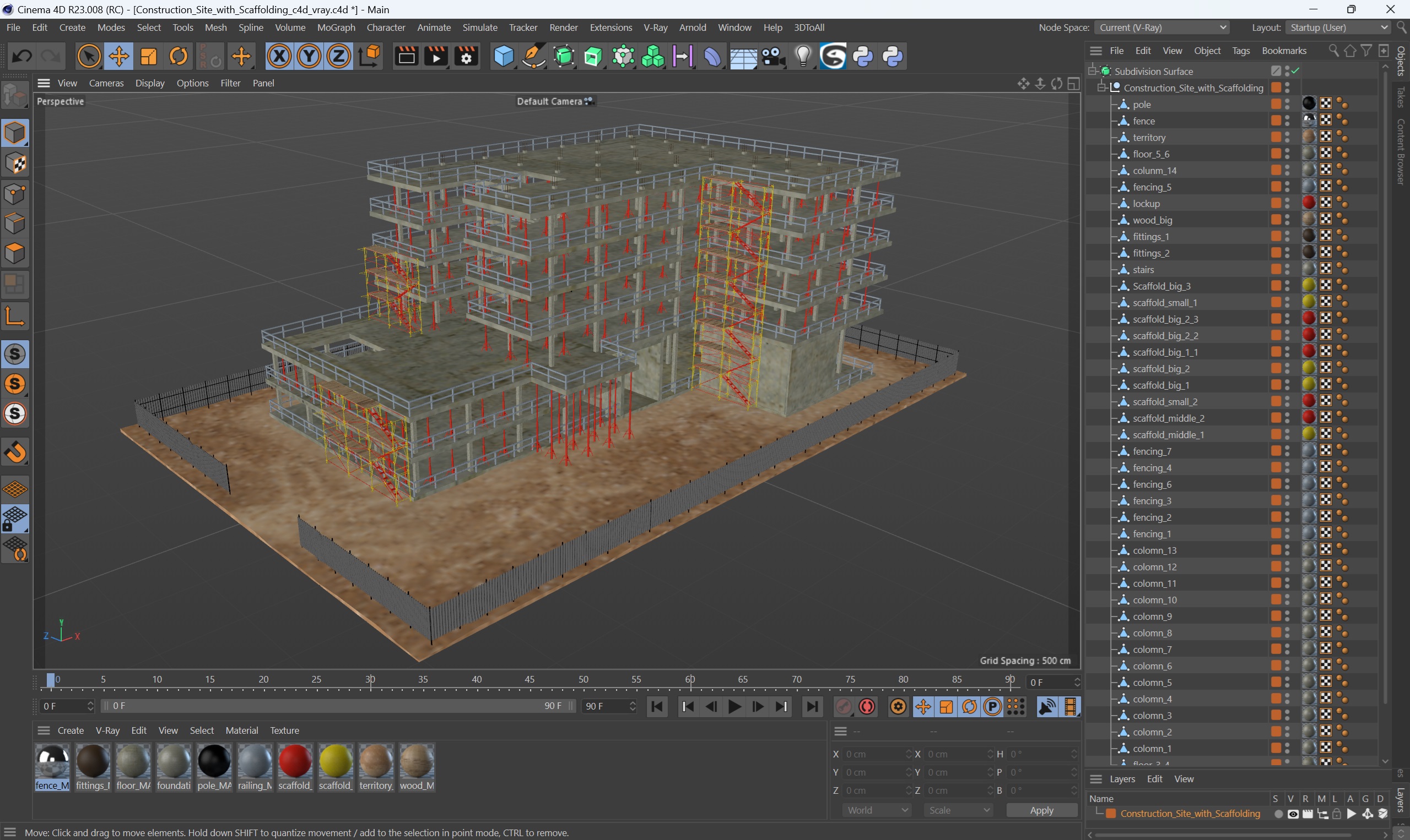 Construction Site with Scaffolding 3D model