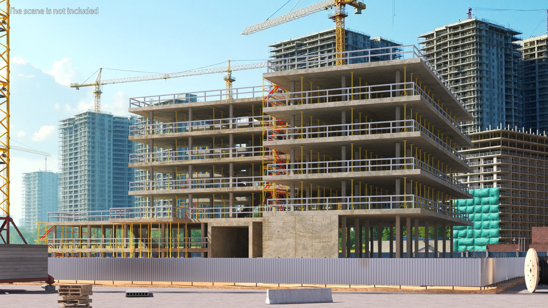 Construction Site with Scaffolding 3D model