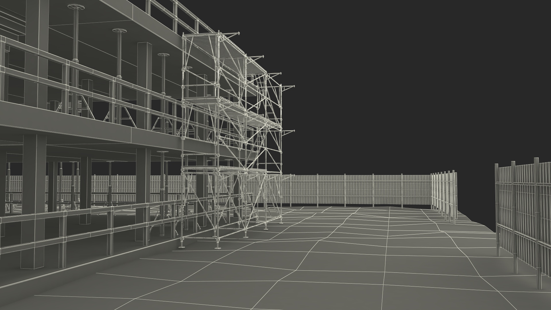 Construction Site with Scaffolding 3D model