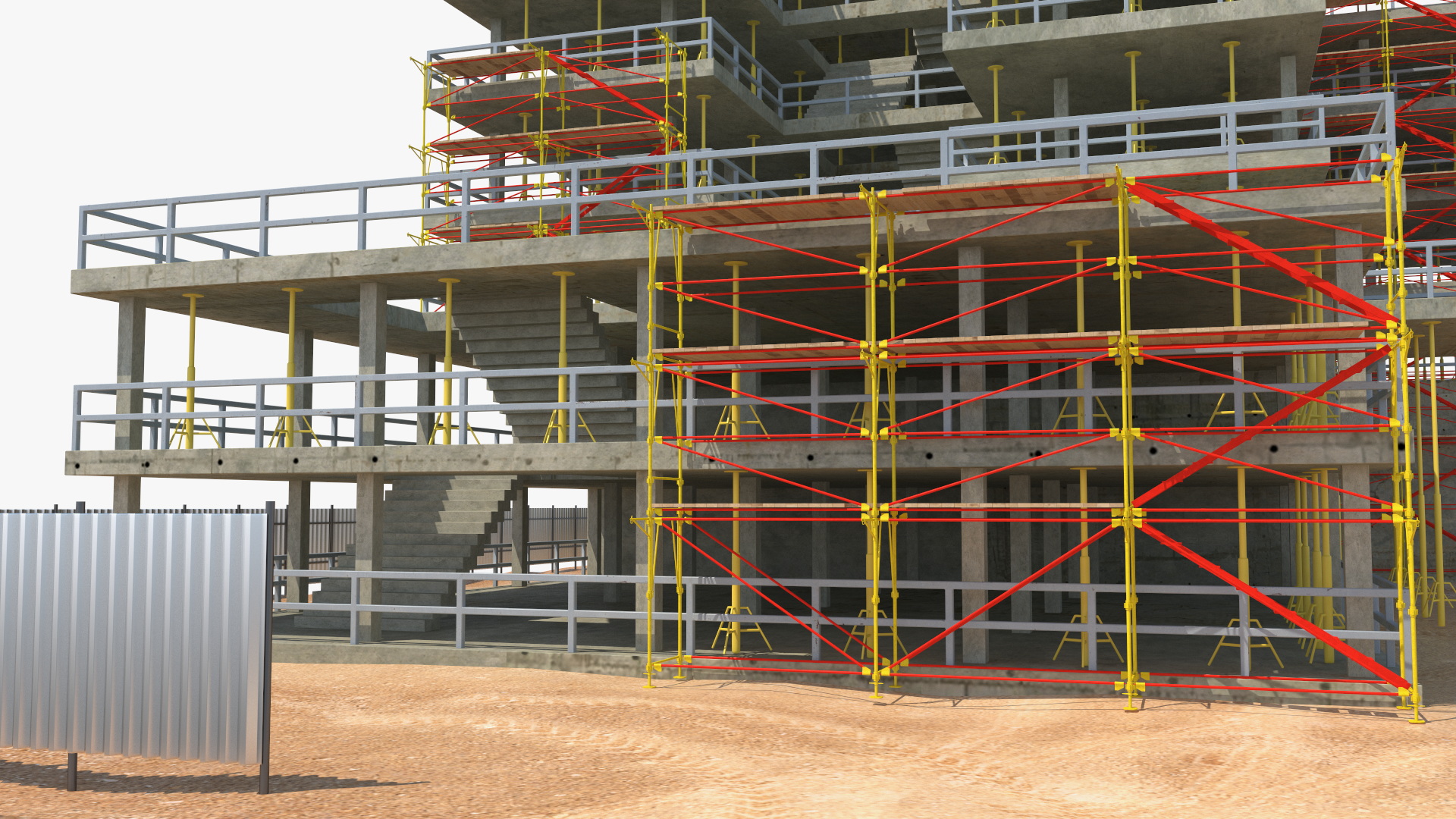 Construction Site with Scaffolding 3D model