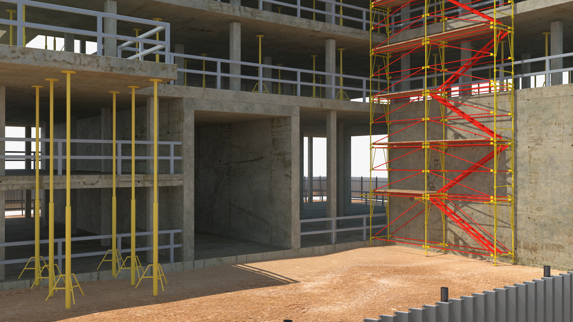 Construction Site with Scaffolding 3D model