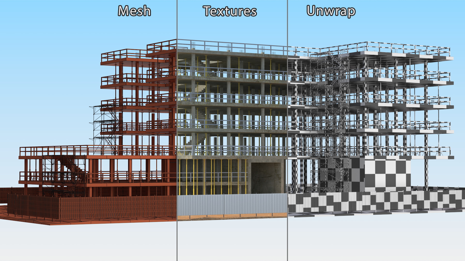 Construction Site with Scaffolding 3D model