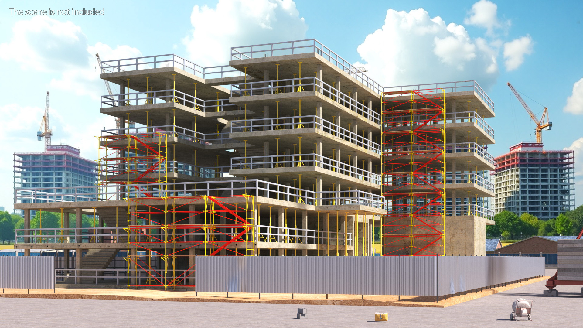 Construction Site with Scaffolding 3D model