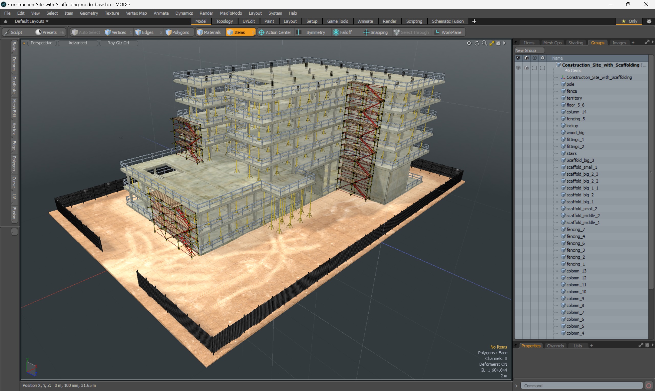 Construction Site with Scaffolding 3D model