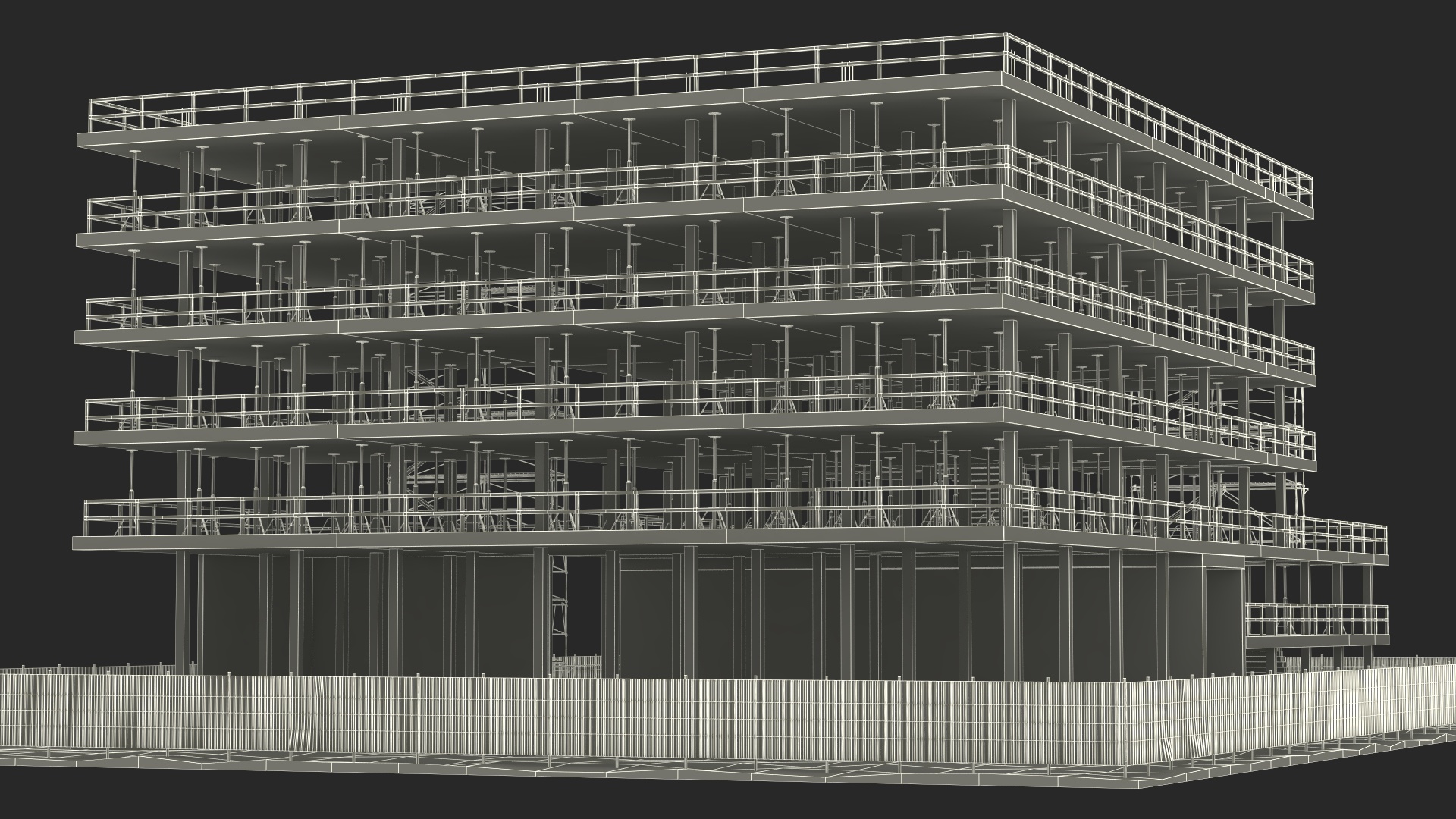 Construction Site with Scaffolding 3D model