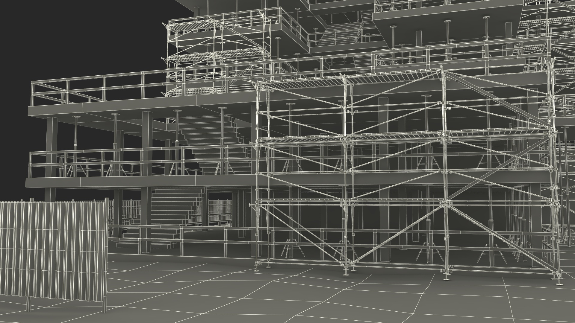 Construction Site with Scaffolding 3D model