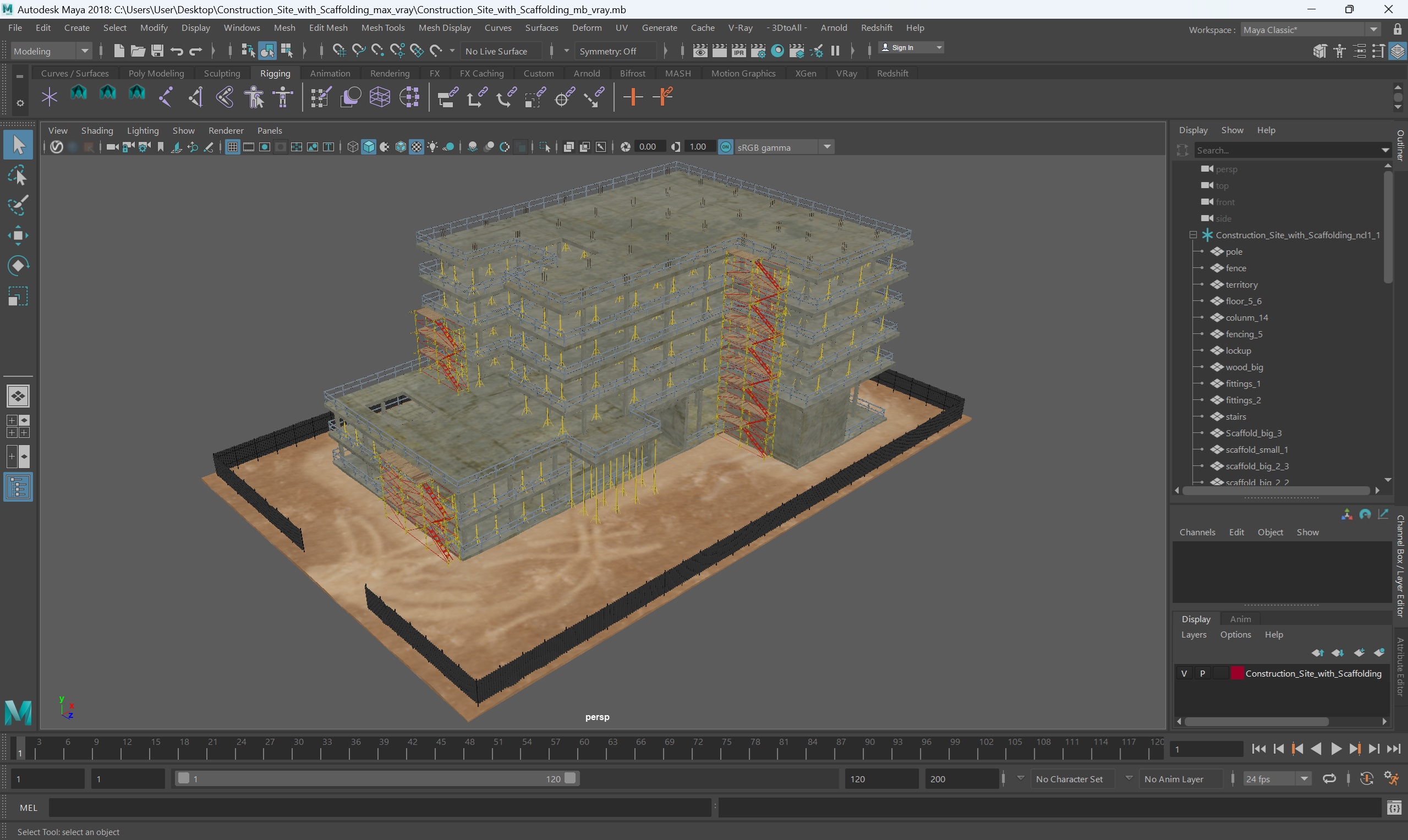 Construction Site with Scaffolding 3D model