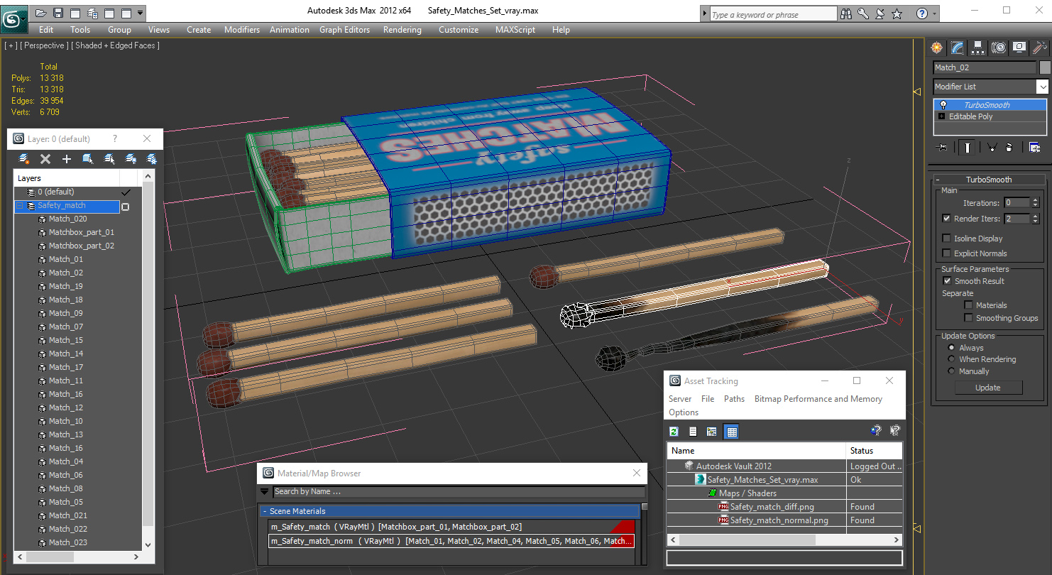 3D Safety Matches Set model