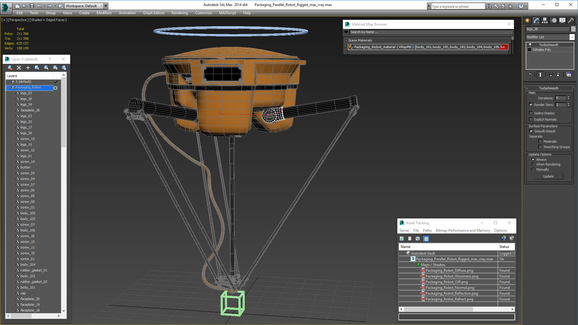 3D Packaging Parallel Robot Rigged