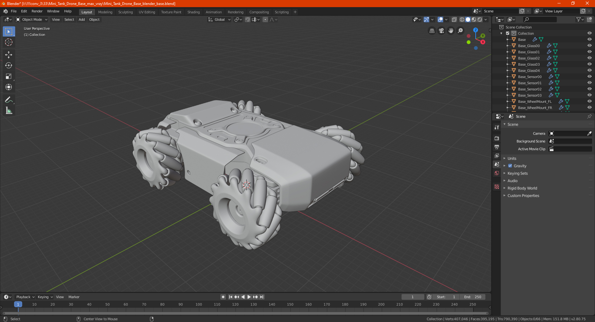 3D model Mini Tank Drone Base