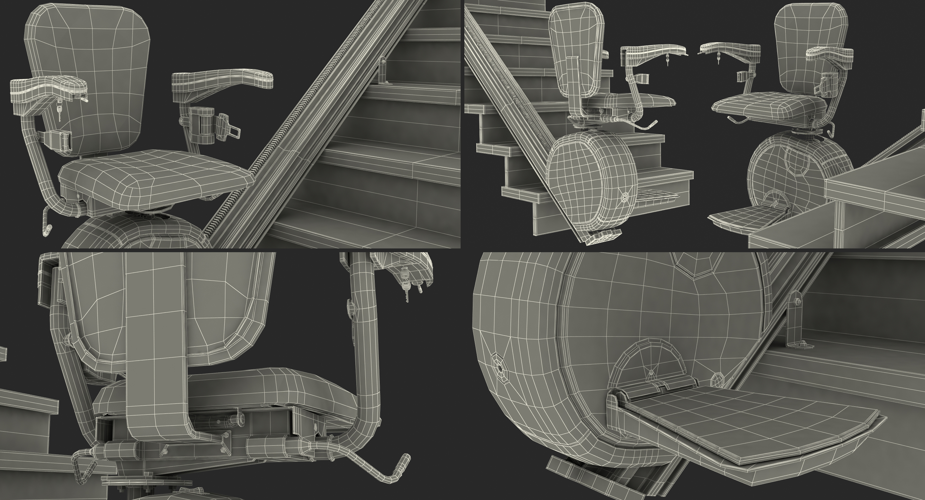 3D Straight Stairlift model