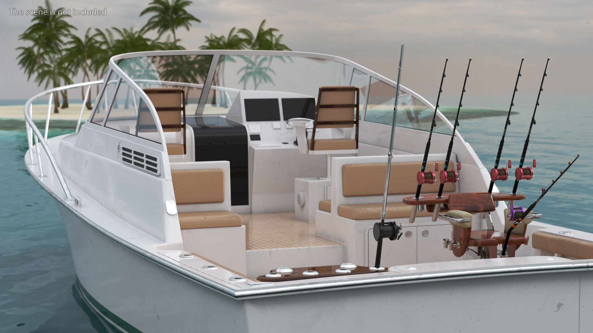 Chair for Fishing with Rods on the Boat 3D model