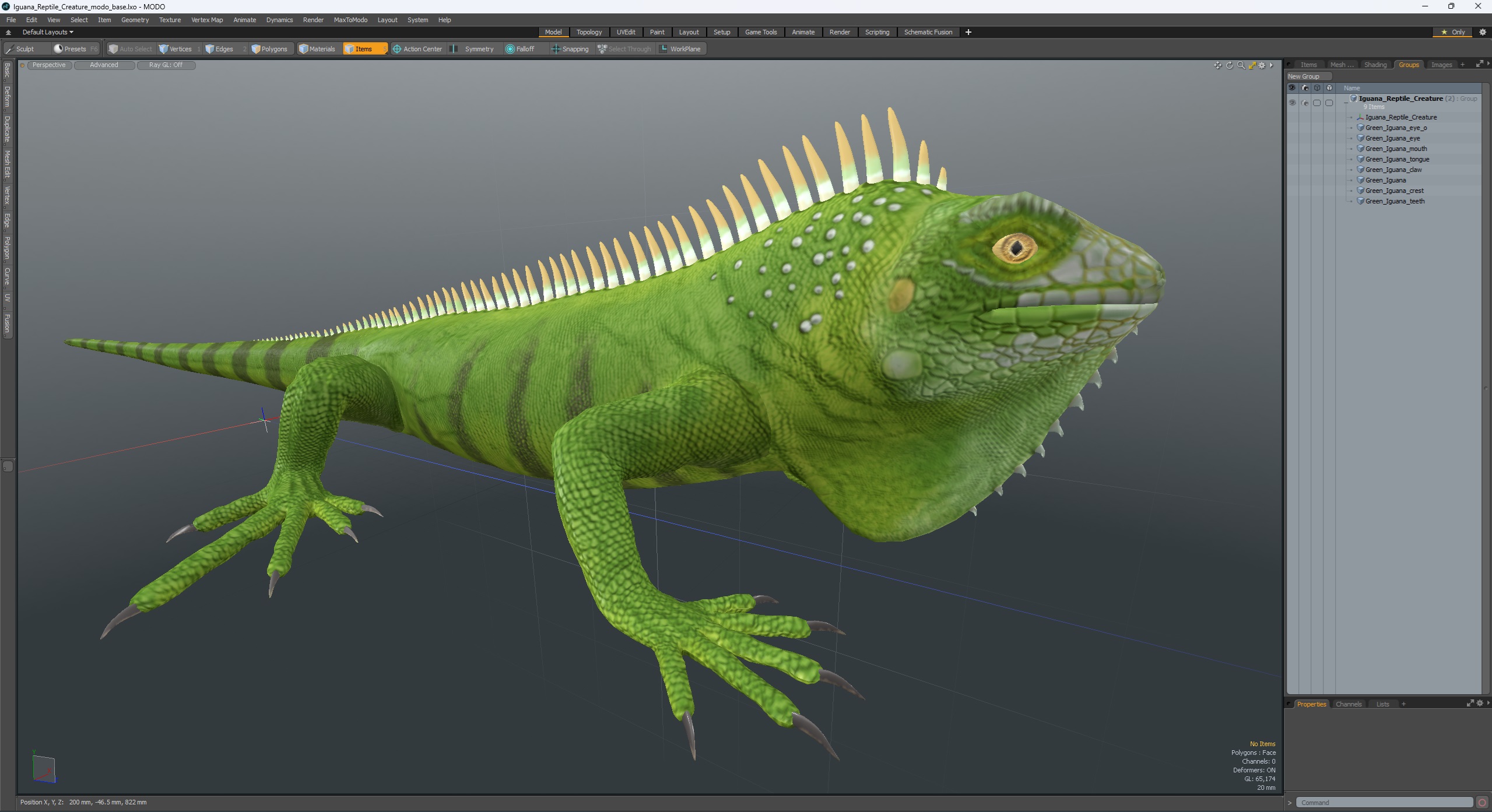 3D Iguana Reptile Creature model