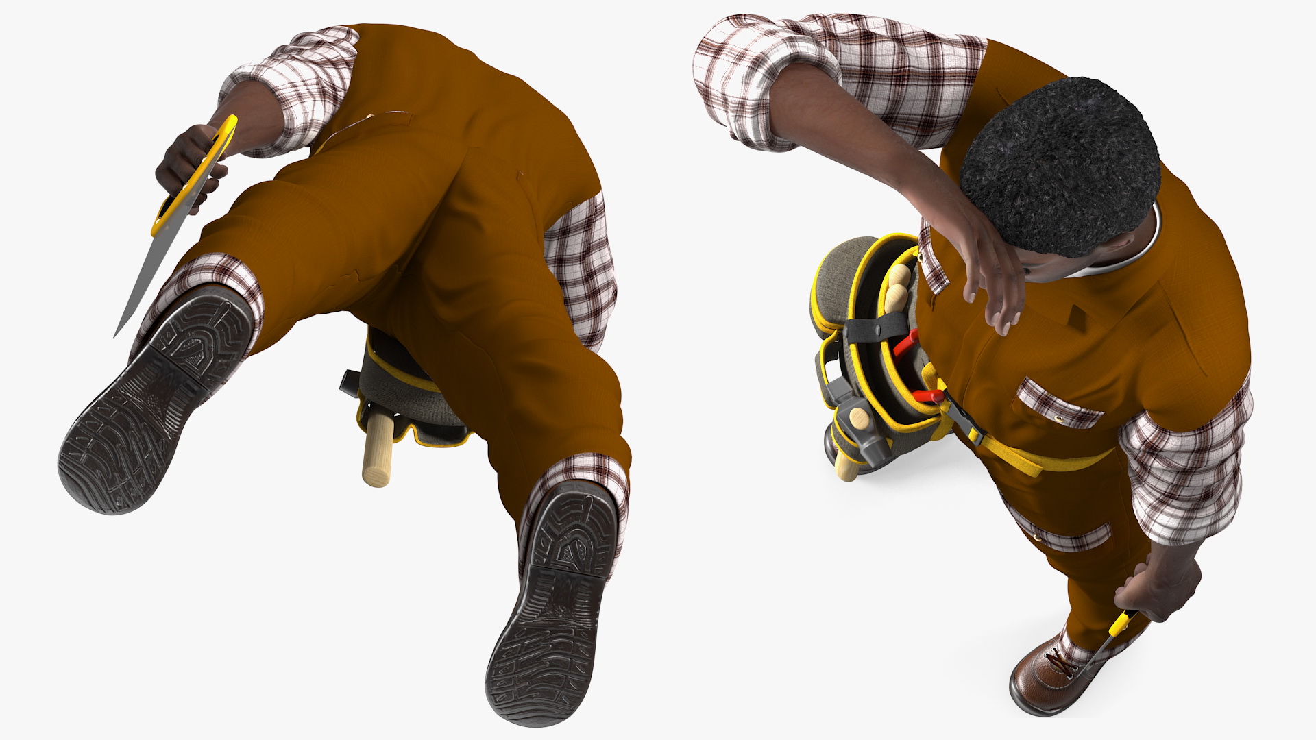 3D Afro American Carpenter model