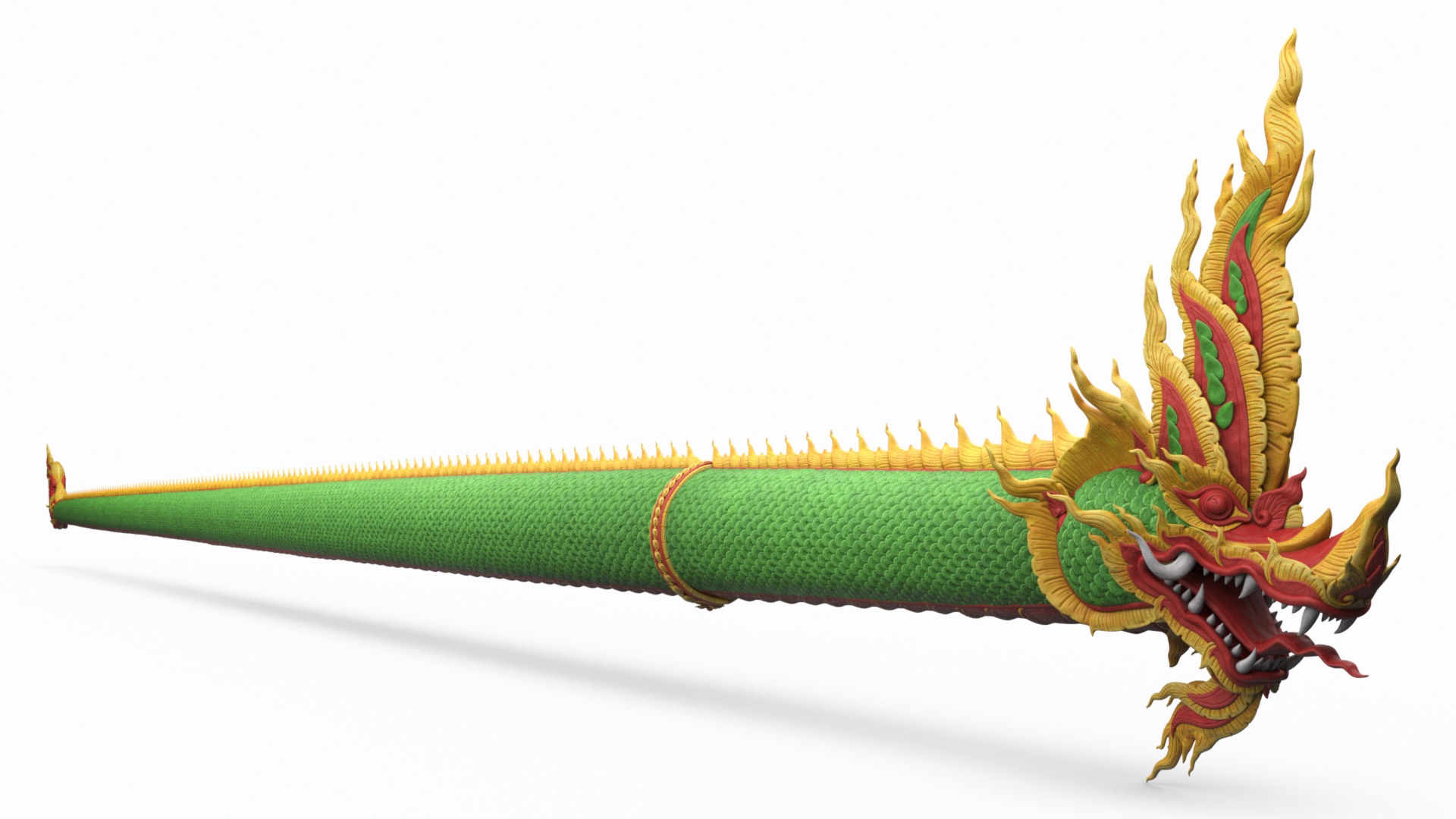 3D model Asian Naga Dragon Green Rigged