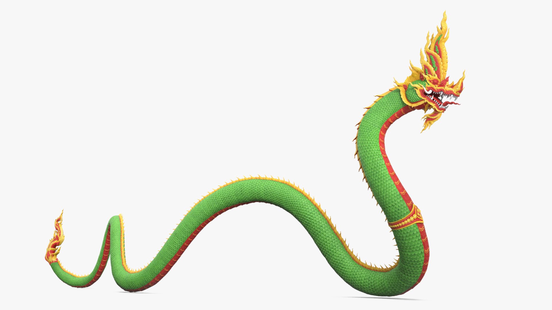 3D model Asian Naga Dragon Green Rigged