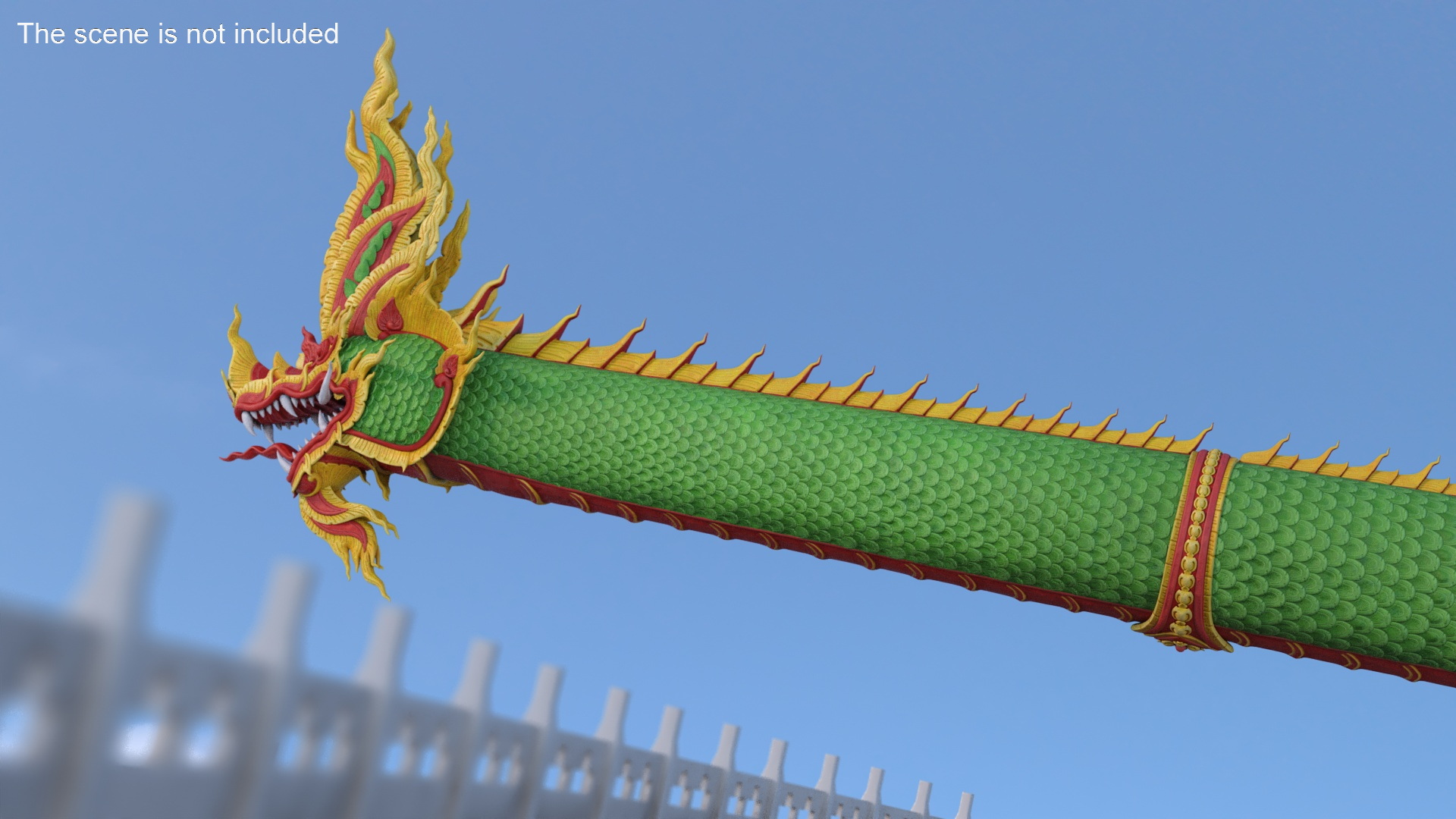 3D model Asian Naga Dragon Green Rigged