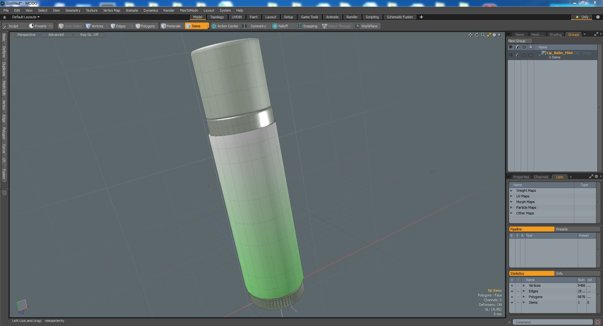 Lip Balm Green 3D model