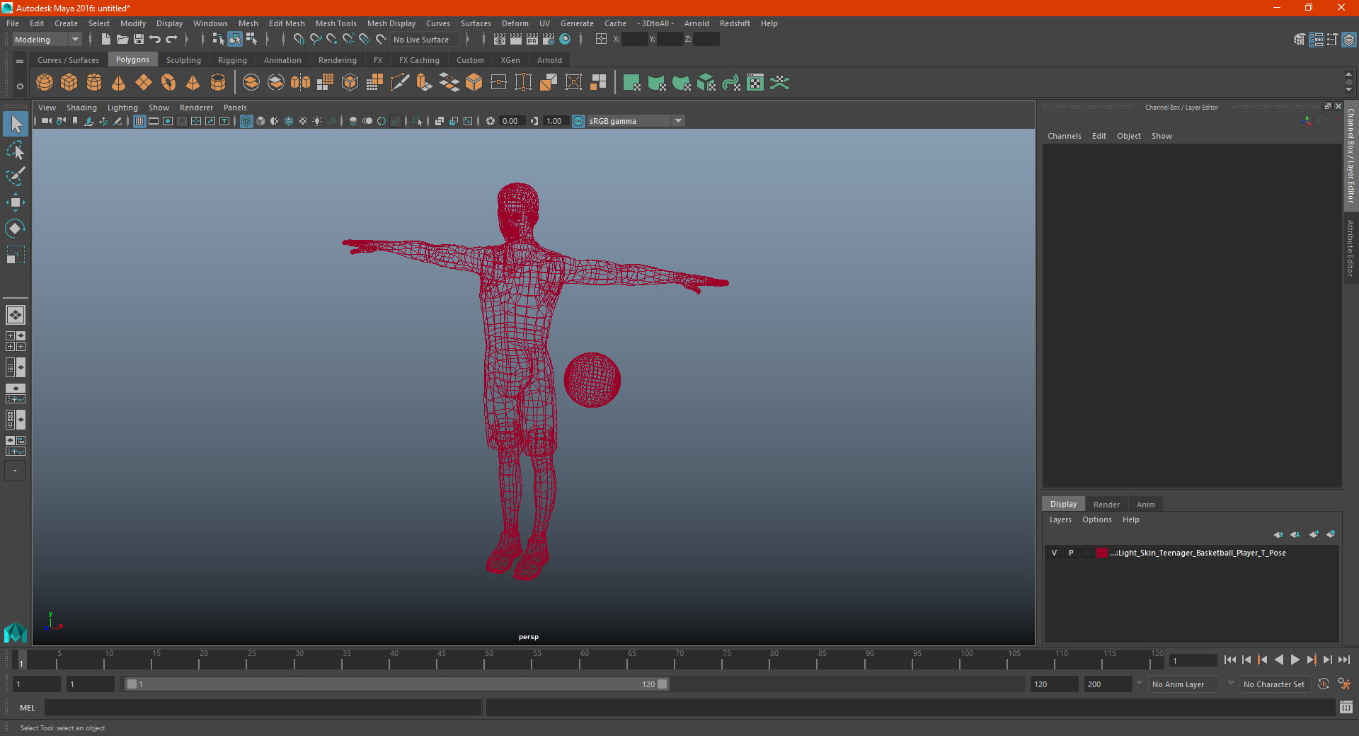 3D Dark Skin Teenager Basketball Player T Pose model