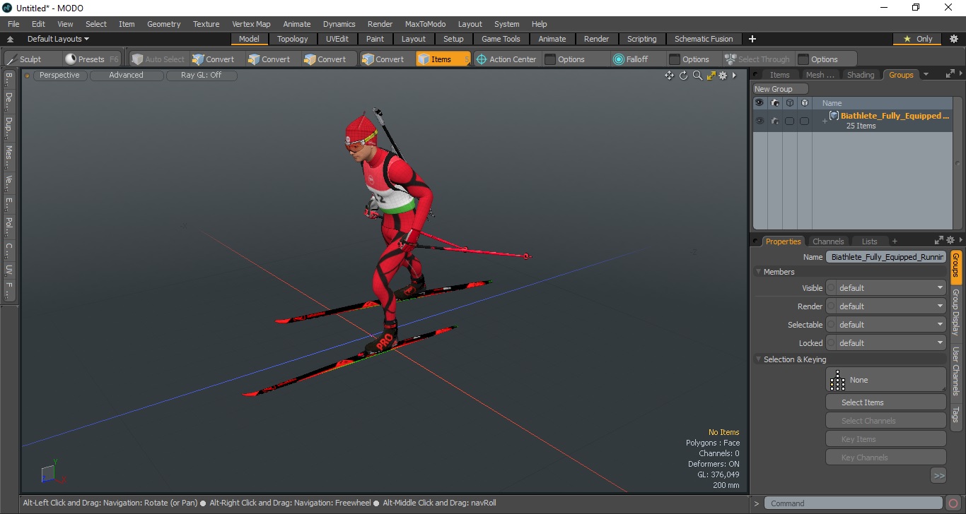 Biathlete Fully Equipped Running Pose 3D