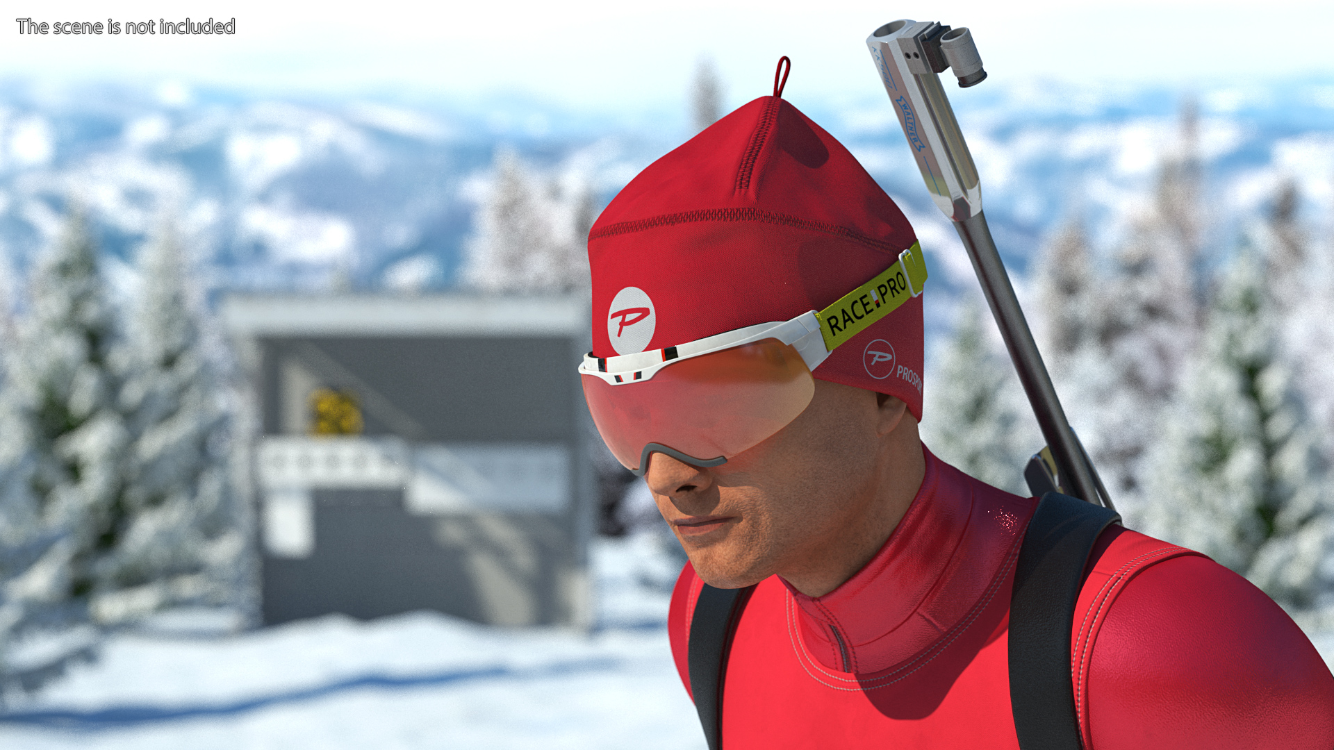 Biathlete Fully Equipped Running Pose 3D